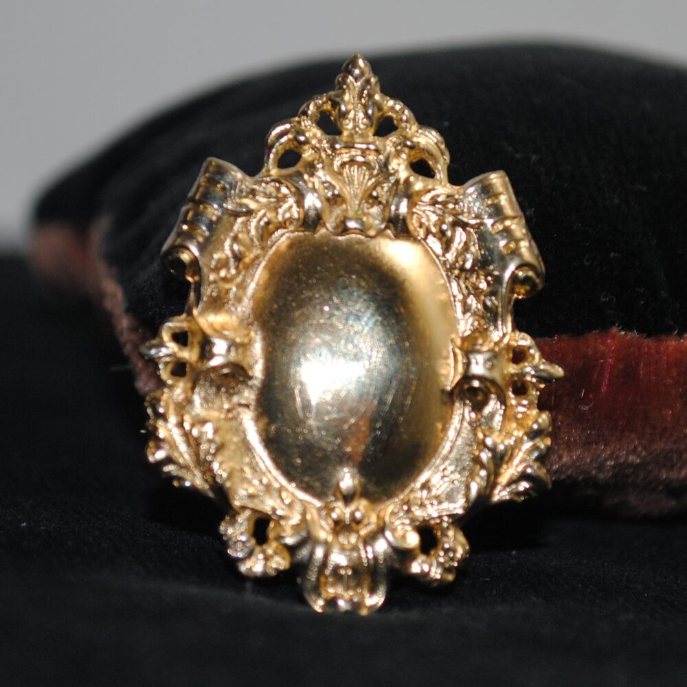 Vintage Gold Vermeil Sterling Silver Victorian Style Brooch 925